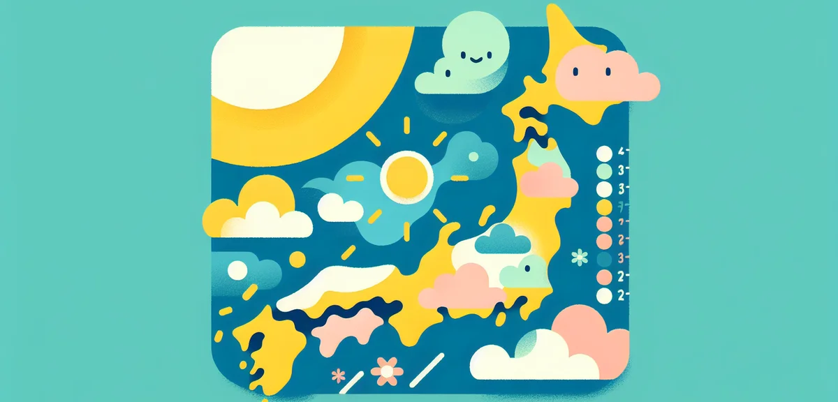 Japanese weather map showing sunny forecast across the country, professional TV weather broadcast st