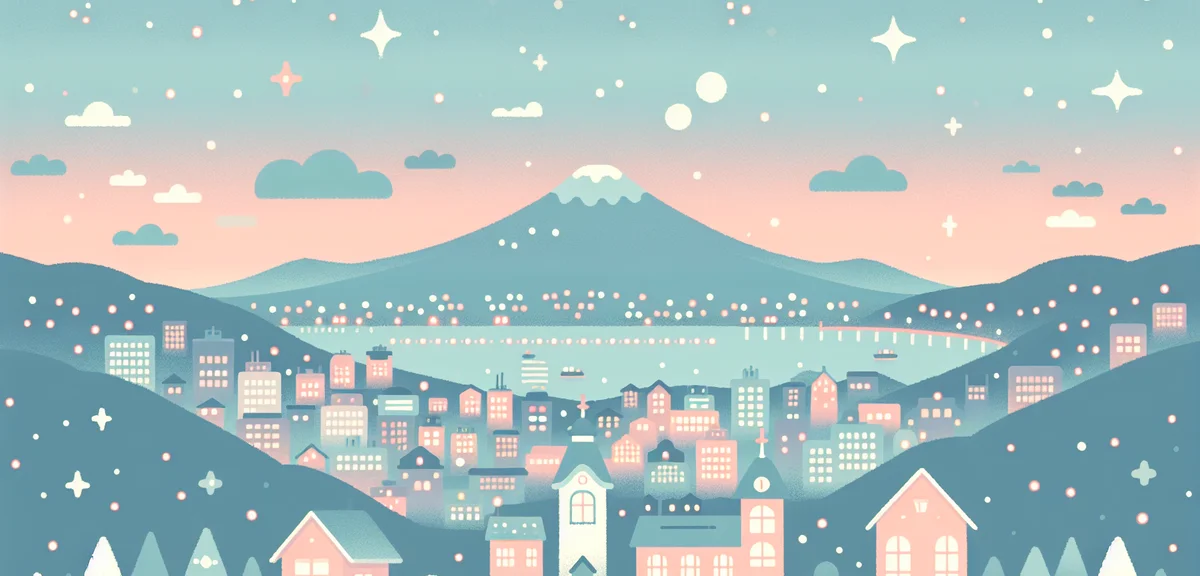 Hakodate night view from Mount Hakodate, city lights sparkling, romantic atmosphere