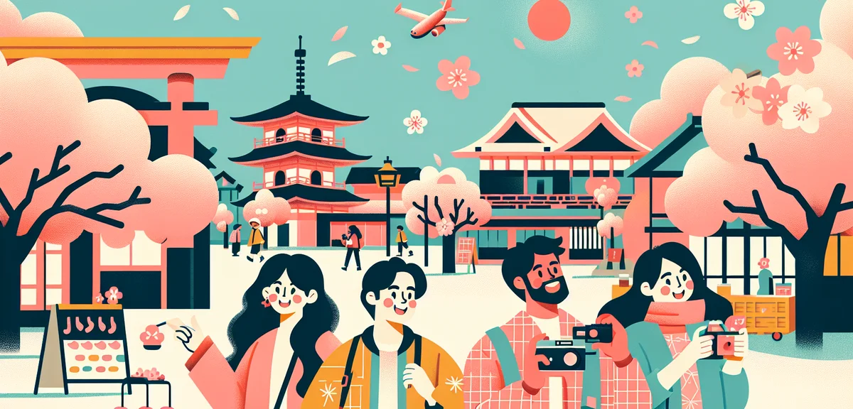 Tourist enjoying spring in Japan, cherry blossoms, international travel