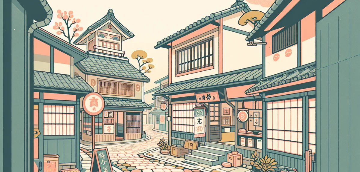 Hidden gem Japanese town with traditional architecture, tranquil atmosphere, local charm