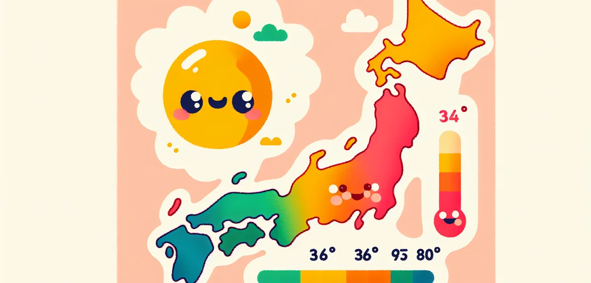 Japanese temperature map showing different climate zones from Hokkaido to Okinawa, professional weat