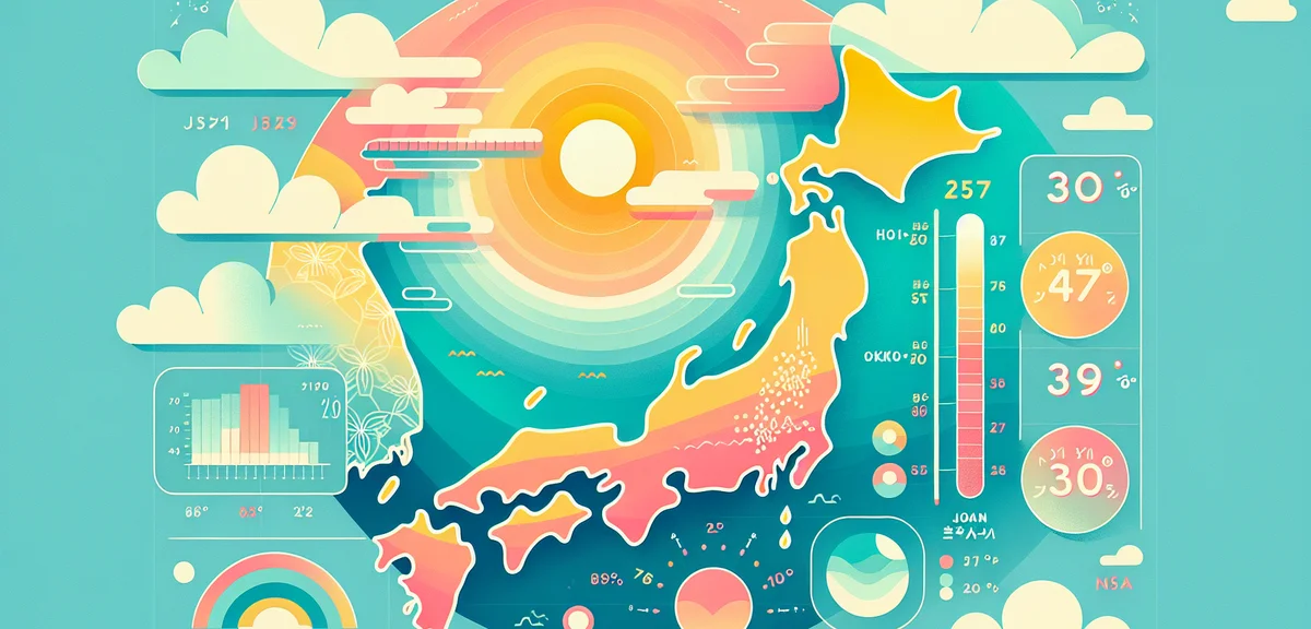 Japanese temperature map showing different climate zones from Hokkaido to Okinawa, professional weat