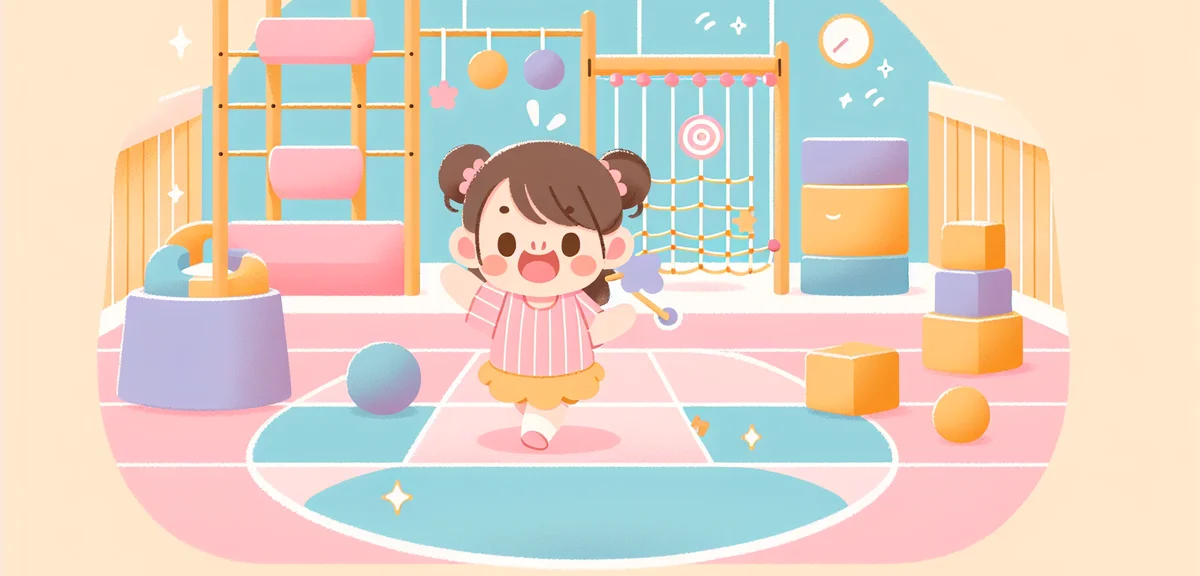 Japanese toddler playing at indoor kids play area, soft play equipment, safe environment for young c