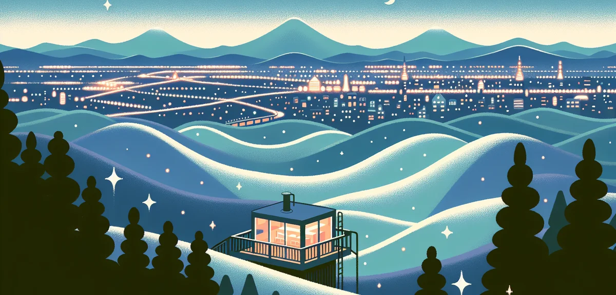 Moiwa Mountain night view of Sapporo city, sparkling city lights, romantic observation deck