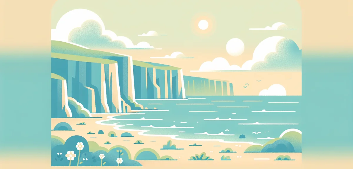 Scenic Japanese coastal view with cliffs and blue ocean, Kyushu landscape, sunny day