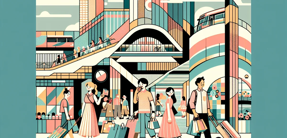 DiverCity Tokyo Plaza shopping mall exterior, tourists shopping, modern architecture