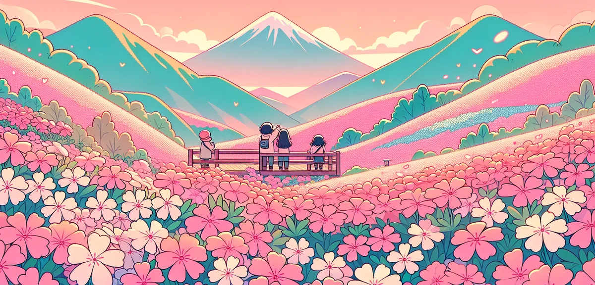 Chichibu Hitsujiyama Park pink moss phlox hillside, stunning flower carpet, GW visitors