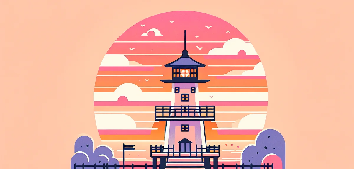 Enoshima Sea Candle observation tower with sunset view, romantic atmosphere