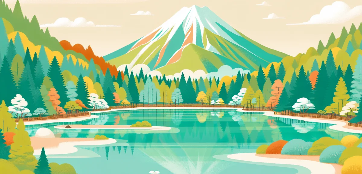 Goshiki-numa five colored ponds in Bandai area Fukushima, vivid emerald green water surrounded by fr