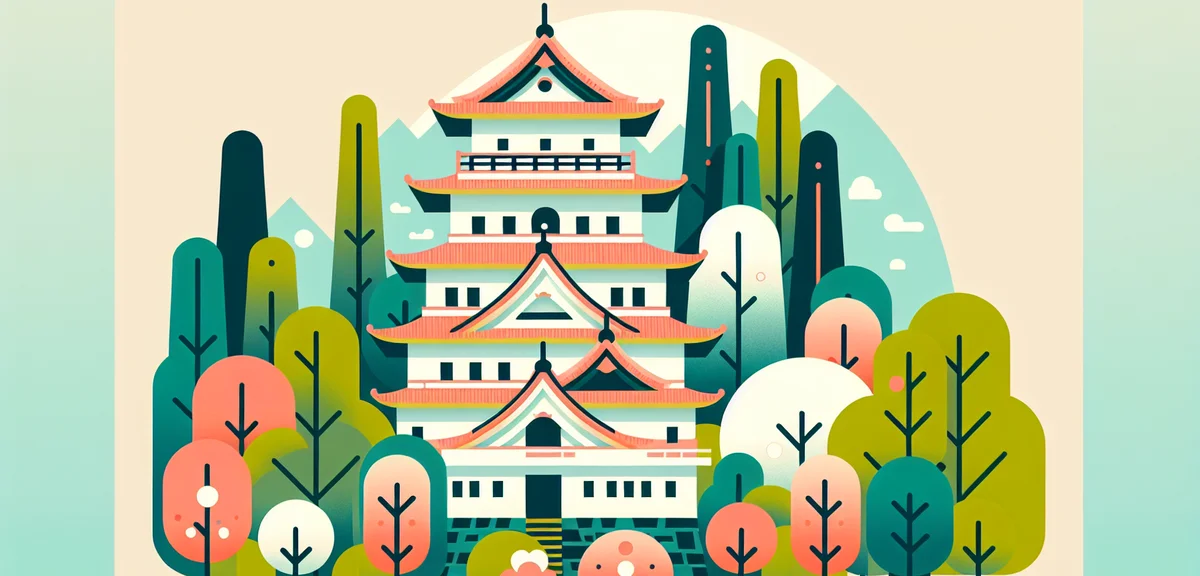 Tsuruga Castle Aizu-Wakamatsu with distinctive red roof tiles, spring greenery surrounding the castl