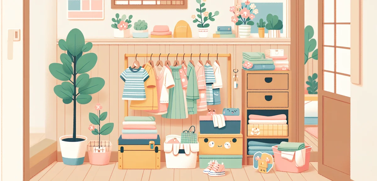 Seasonal clothing storage and organization in Japanese home, neatly folded summer clothes, cedar che