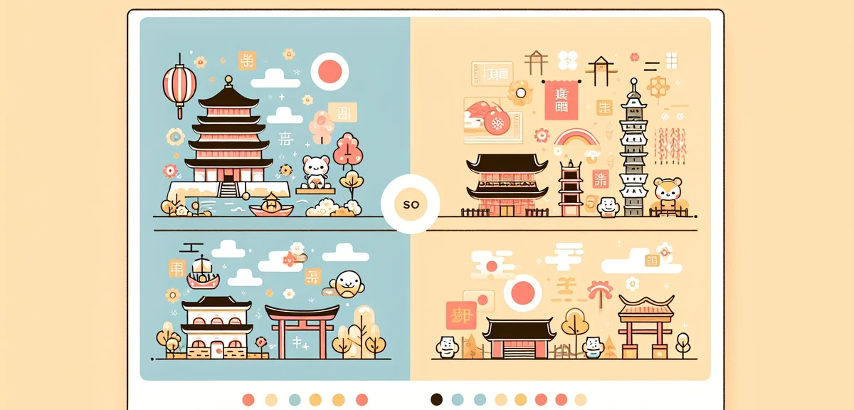 Comparison infographic Japan Golden Week vs China Labor Day holiday, split screen showing both count
