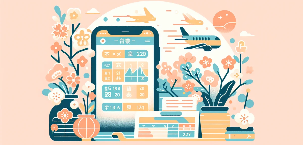 Smartphone screen showing airline ticket booking app with price comparison chart for different airli