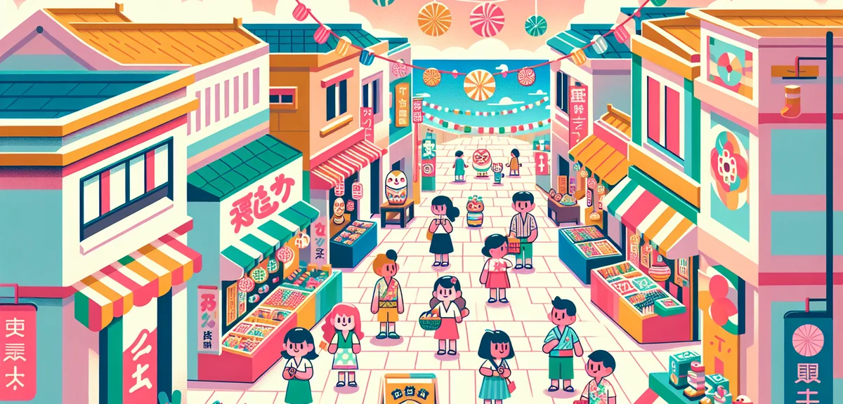 Okinawa Kokusai Street bustling with festival visitors, traditional Okinawan craft shops, colorful d