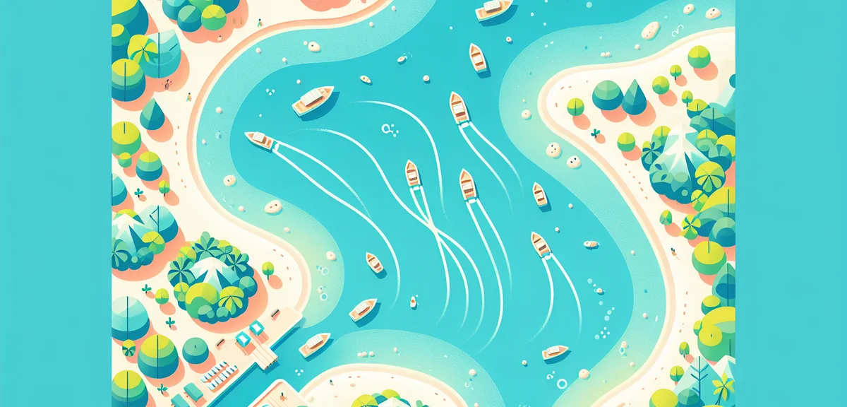 Aerial drone view of Kerama Islands showing stunning gradient of ocean blues known as Kerama Blue, w