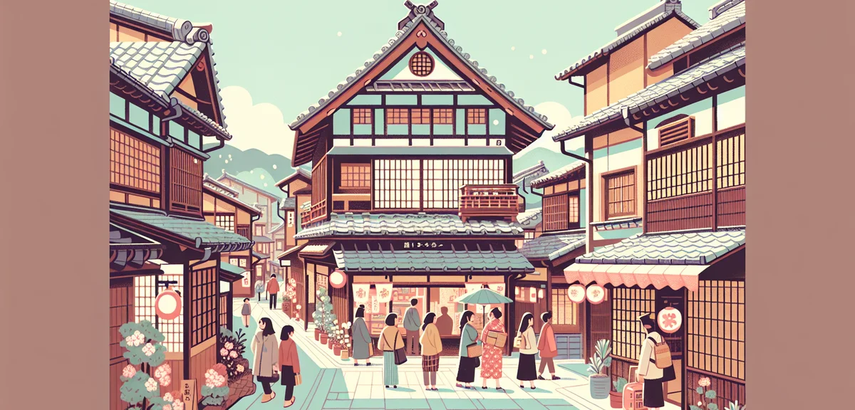 Kanazawa Higashi Chaya district, traditional wooden teahouse buildings with lattice facades, narrow 