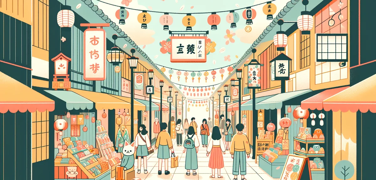 Dogo Onsen shopping arcade Haikara Street with tourists walking, traditional Japanese storefront sig