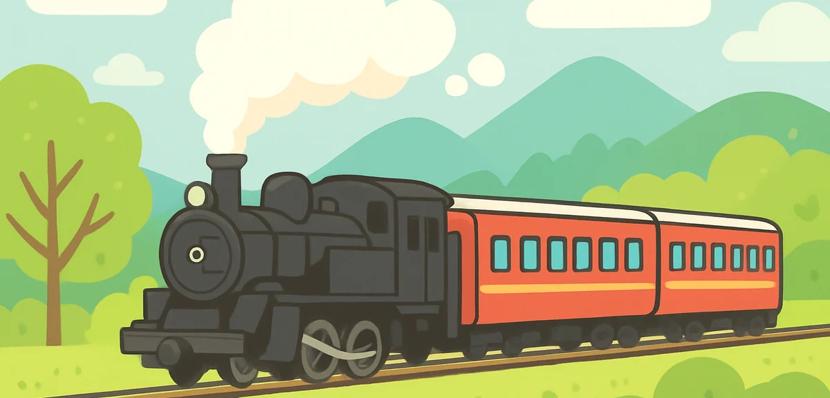 Steam locomotive Paleo Express running on Chichibu Railway through countryside with spring green lea