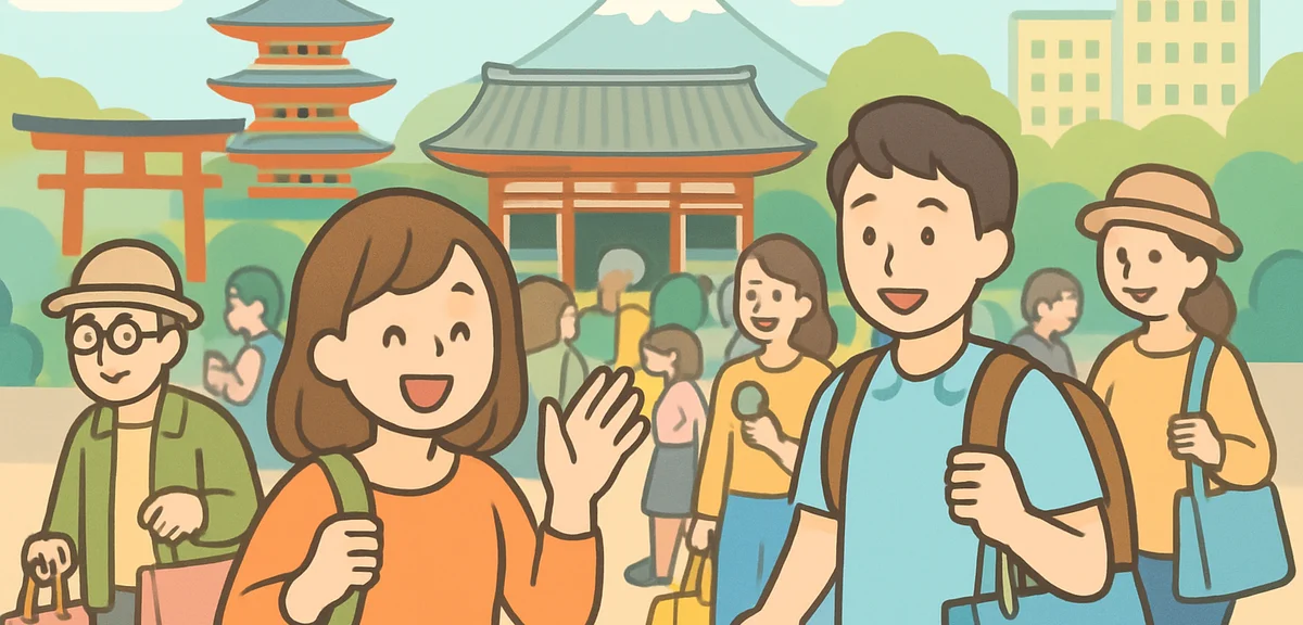Crowded Japanese tourist destinations during Golden Week with shopping bags and travelers, bustling 