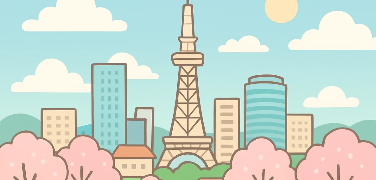 Nagoya city skyline with TV tower during partly cloudy spring day, urban Japanese atmosphere