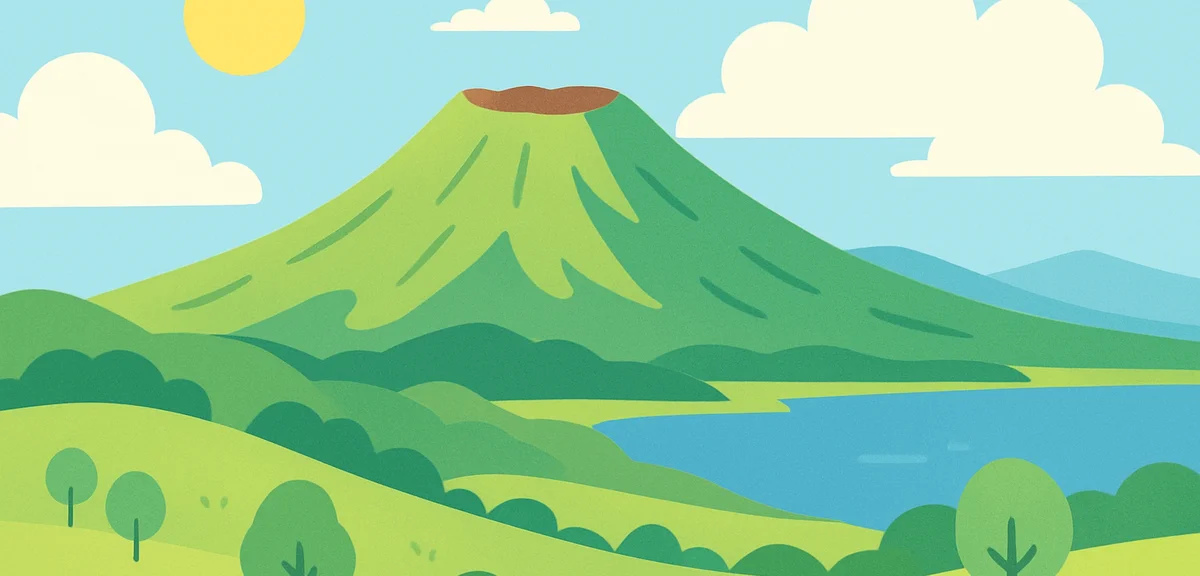 Mount Aso in Kumamoto with green volcanic landscape during sunny spring day, scenic Kyushu view