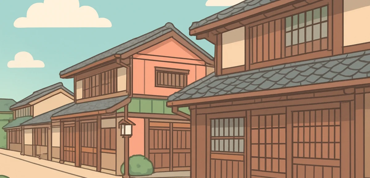 Yontomachi traditional merchant house street in Nagoya with old wooden buildings, quiet atmosphere, 