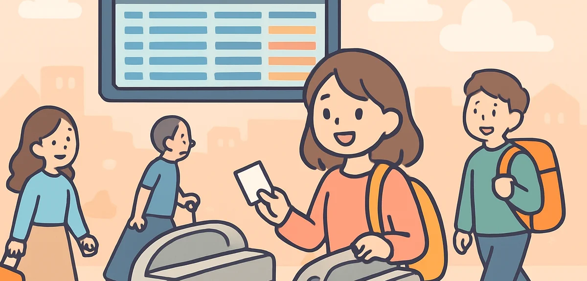 Tokyo Station Shinkansen ticket gate with travelers and timetable display, busy holiday atmosphere