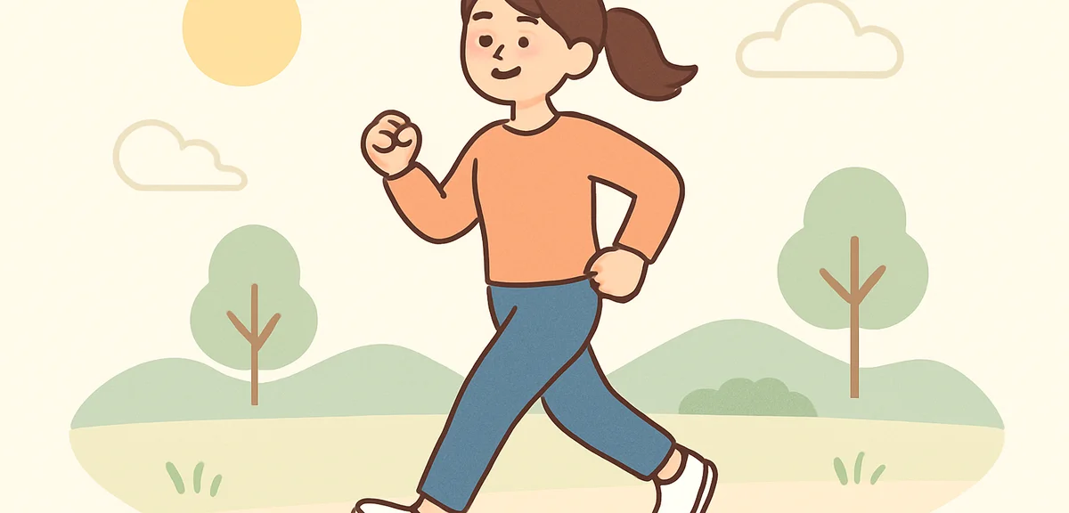 Person walking outdoors with energy and determination, lifestyle recovery scene