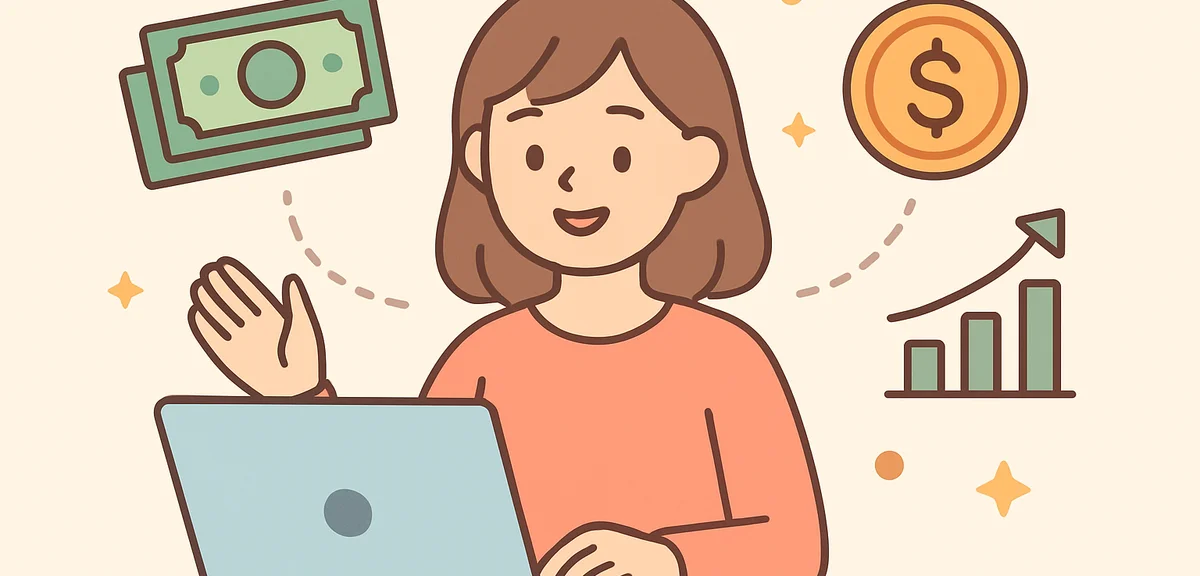 Multiple income streams concept with money and laptop, financial growth visual
