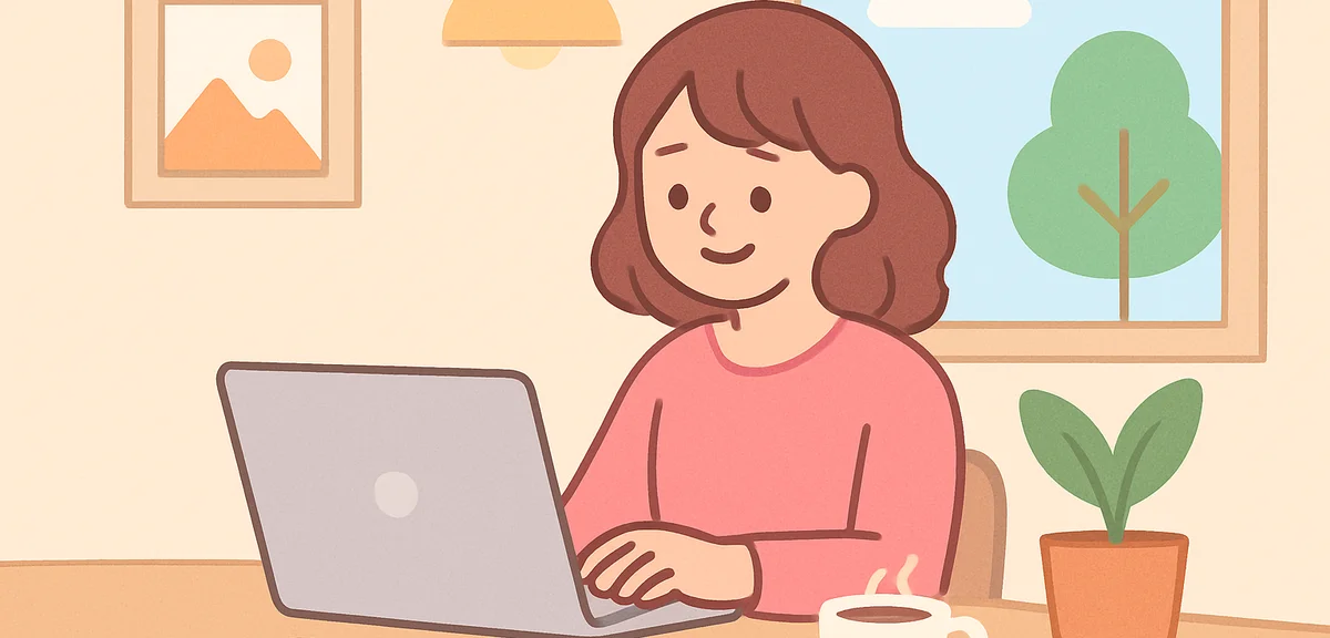 Person freelancing from home cafe, modern flexible work environment