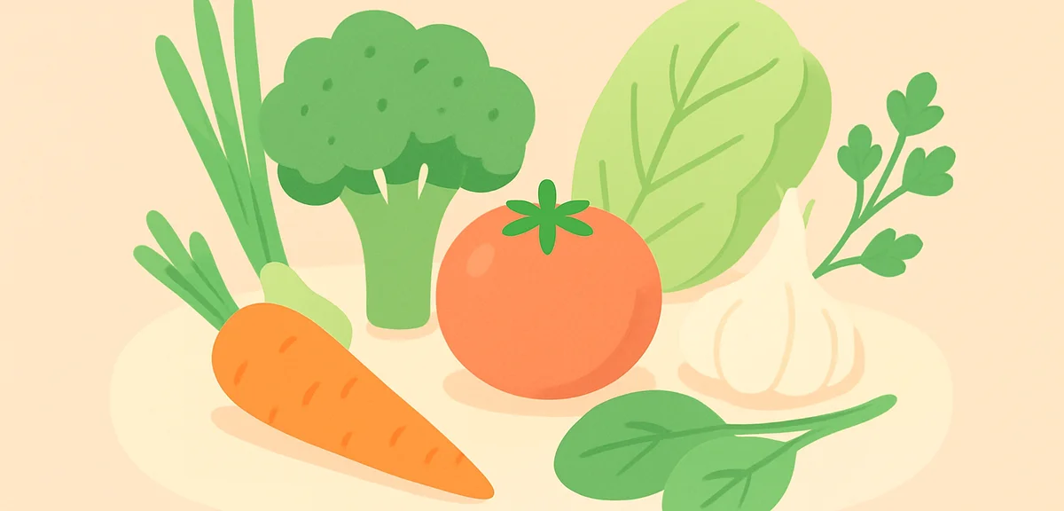 Healthy spring vegetables and herbs on table, balanced nutrition concept