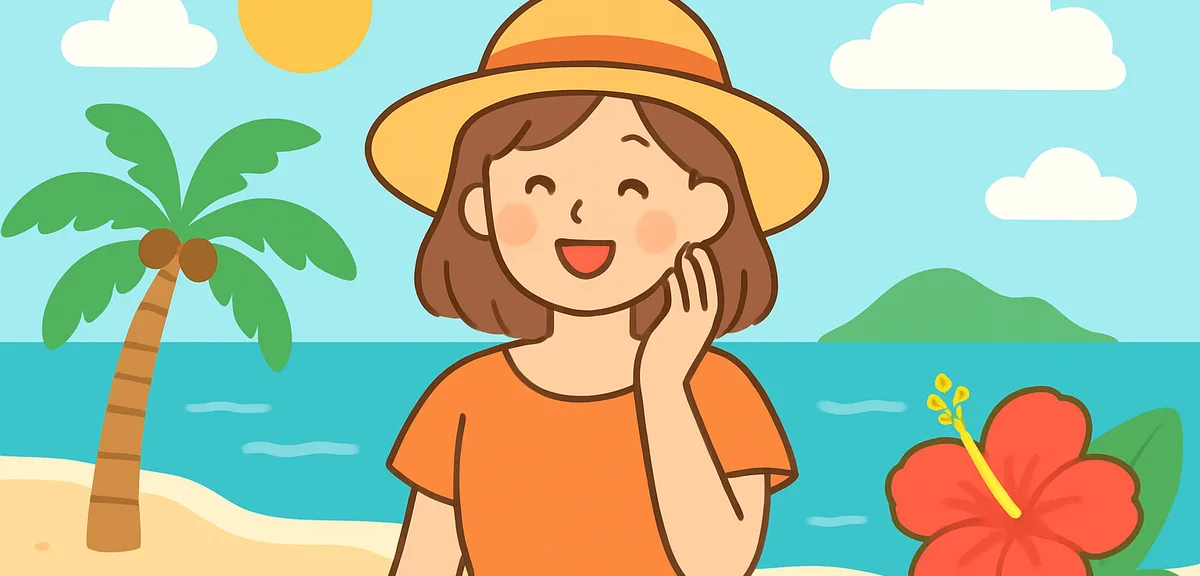 Okinawa beach in September with warm weather, tropical vacation scene