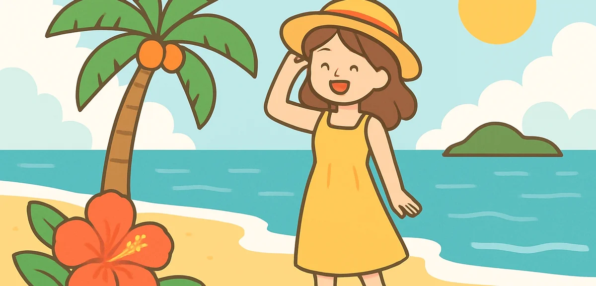 Okinawa beach in September with warm weather, tropical vacation scene